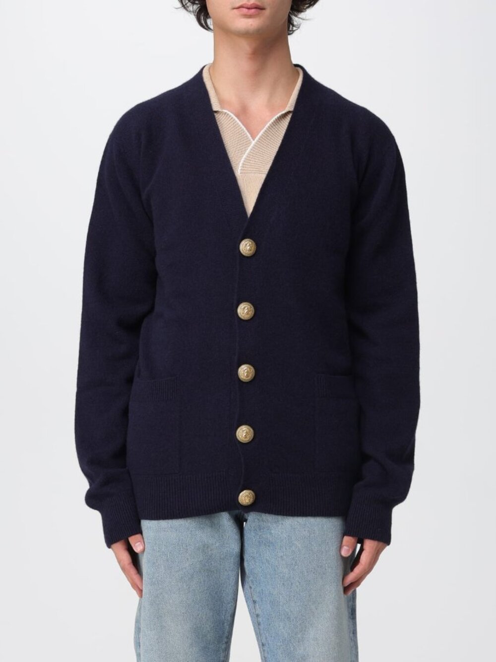 Forever 21 Men's Classic Black Knit Cardigan Sweater V-neck Size L